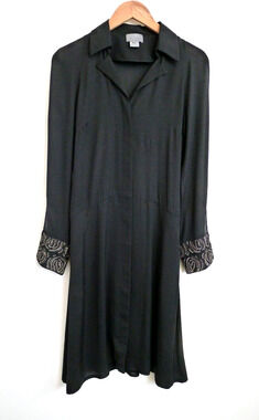 MAIYET Luxury Hand Beaded Cuff Silk Shirt Duster Midi Dress YOOX 34 0 2 XS $895